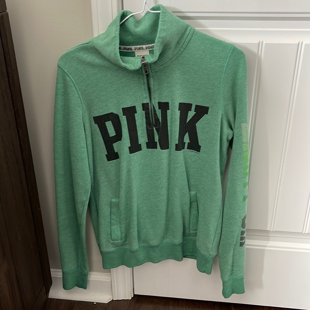 Green Victoria’s Secret quarter zip sweatshirt